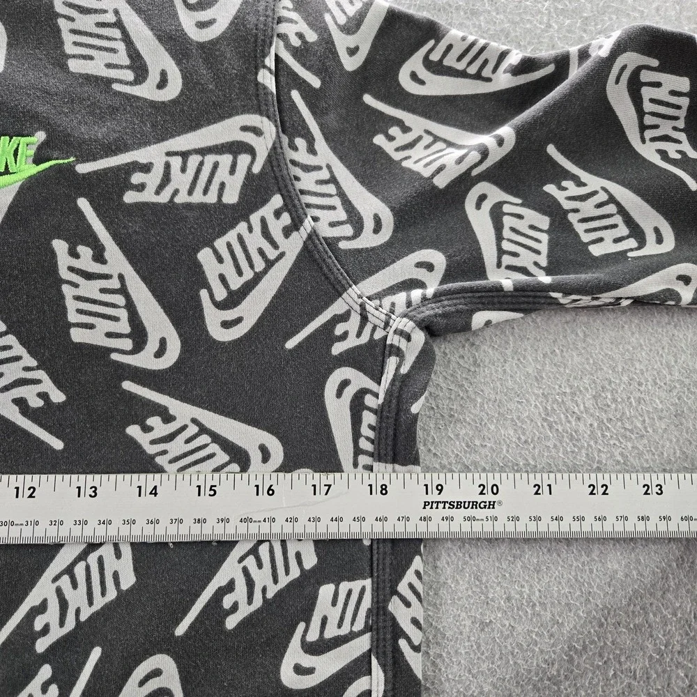 Nike Boy Hoodie XL Black Allover‎ Print Fleece DJ5508-070 Logo Long Sleeve